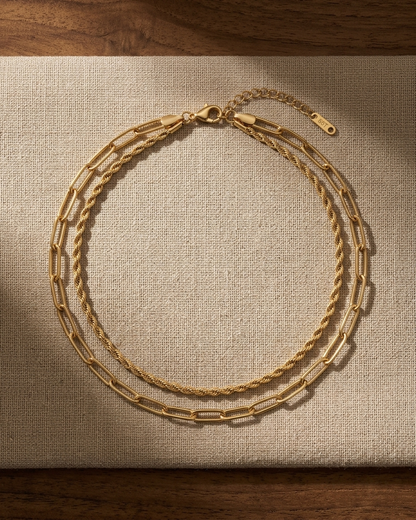 Dual Layer Gold Anklet – Minimal Chain Anklet for Women | Adjustable Elegant Foot Jewellery