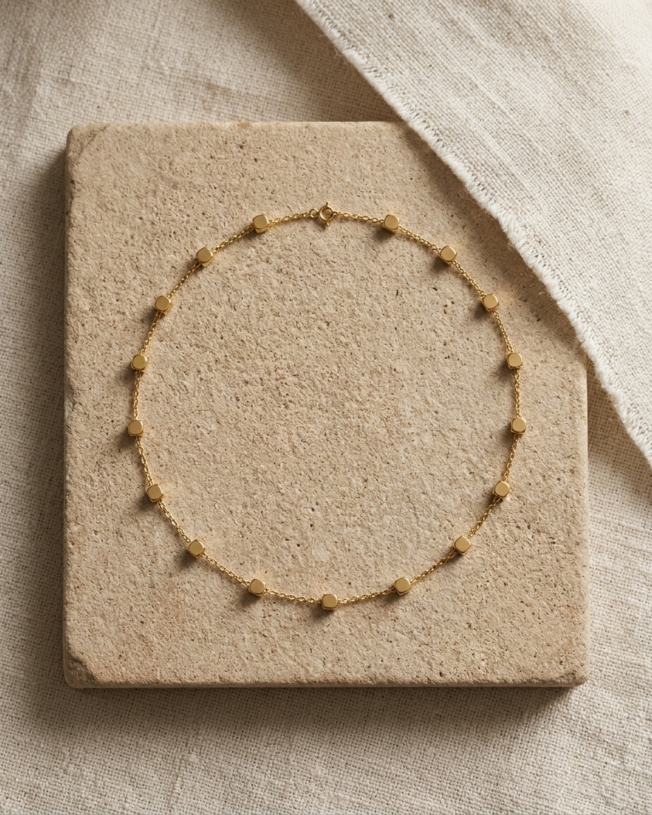 Minimal Gold Beaded Necklace – Delicate Coin Chain Choker | Elegant Everyday Jewellery