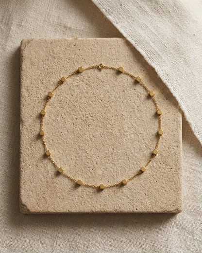 Minimal Gold Beaded Necklace – Delicate Coin Chain Choker | Elegant Everyday Jewellery