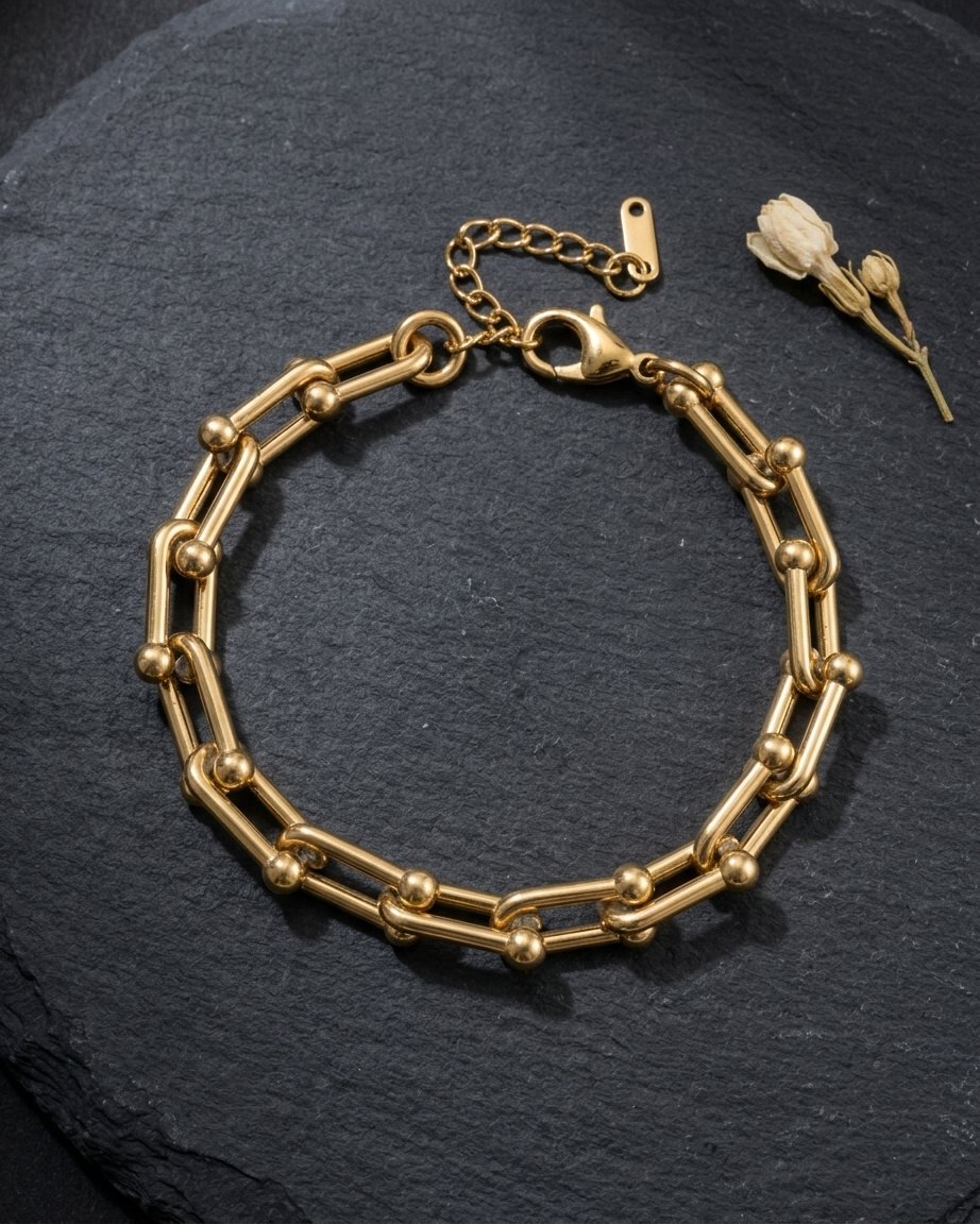 Gold Chain Link Bracelet – Premium Minimalist Chunky Bracelet for Women | Adjustable Luxury Design