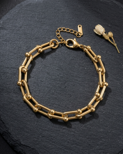 Gold Chain Link Bracelet – Premium Minimalist Chunky Bracelet for Women | Adjustable Luxury Design