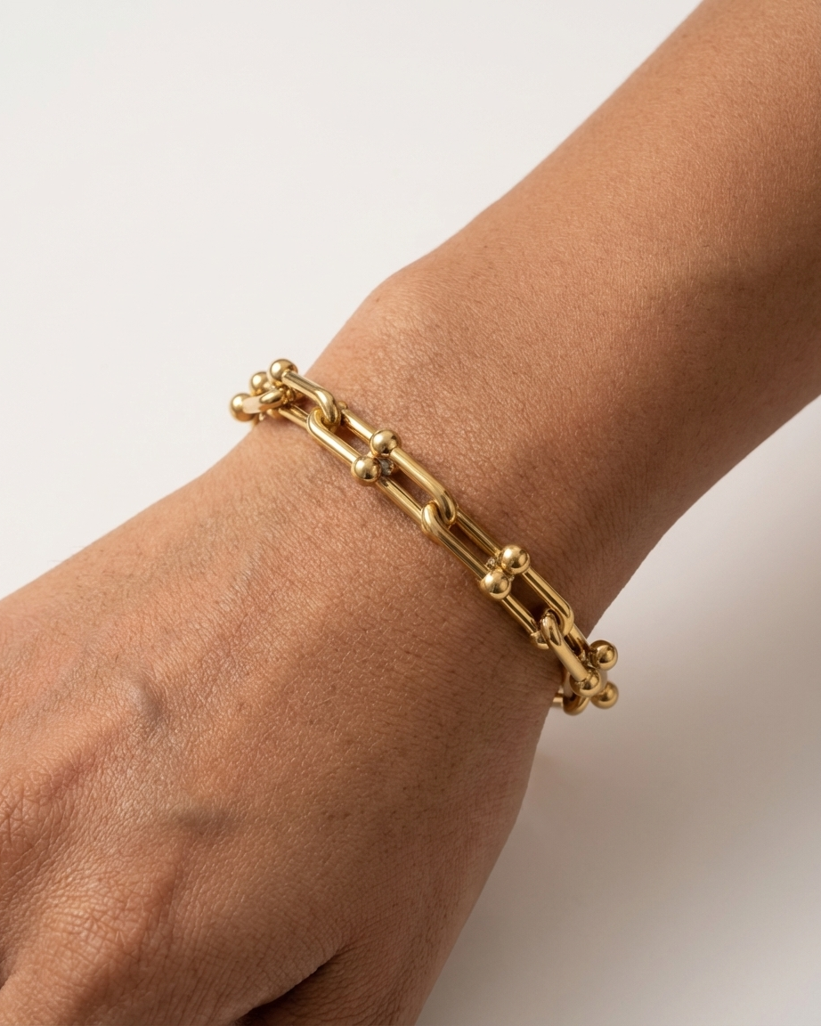 Gold Chain Link Bracelet – Premium Minimalist Chunky Bracelet for Women | Adjustable Luxury Design