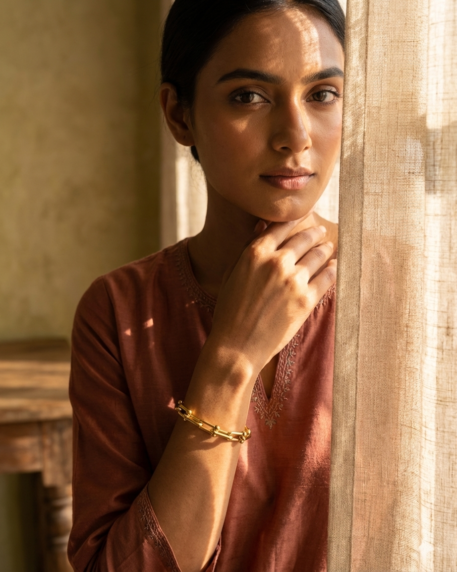 Gold Chain Link Bracelet – Premium Minimalist Chunky Bracelet for Women | Adjustable Luxury Design