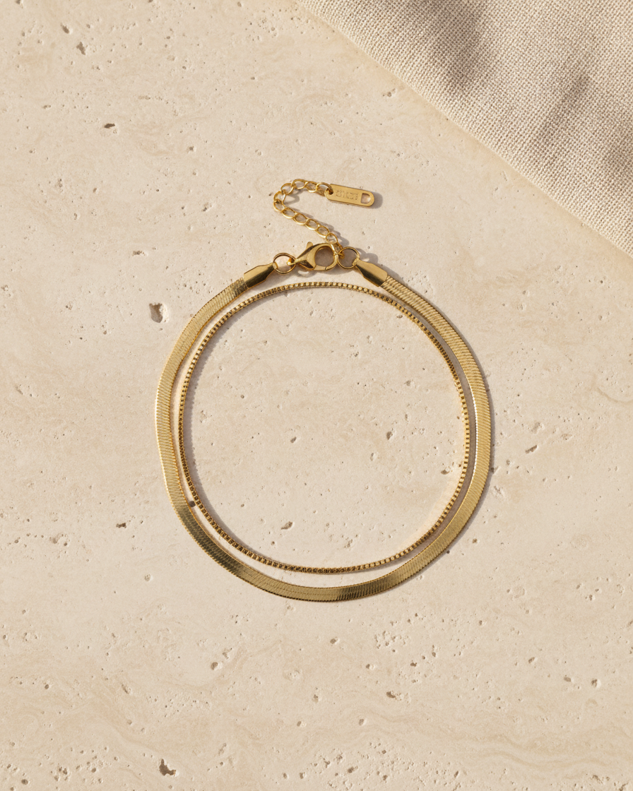 Gold Layered Snake Chain Anklet – Minimal Double Layer Elegant Payal for Women