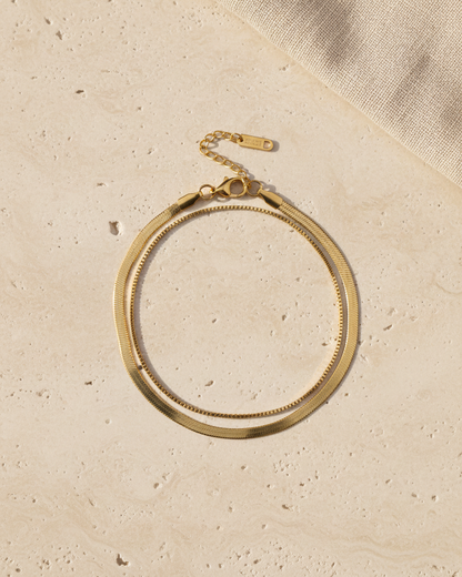 Gold Layered Snake Chain Anklet – Minimal Double Layer Elegant Payal for Women
