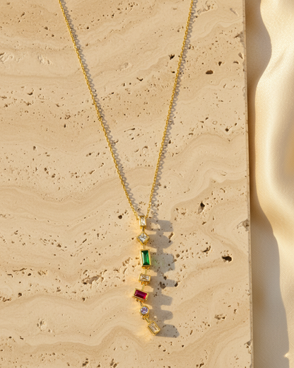 Gold Multi-Stone Pendant Necklace – Elegant Minimal Statement Necklace for Women