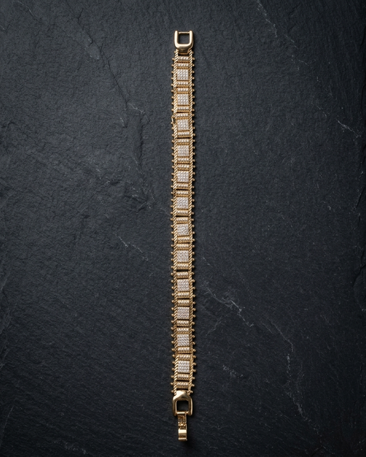 Royal Grid Bracelet – Gold Crystal Panel Bracelet