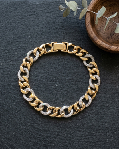 Aurelia Luxe Bracelet – Two Tone Crystal Cuban Link Bracelet