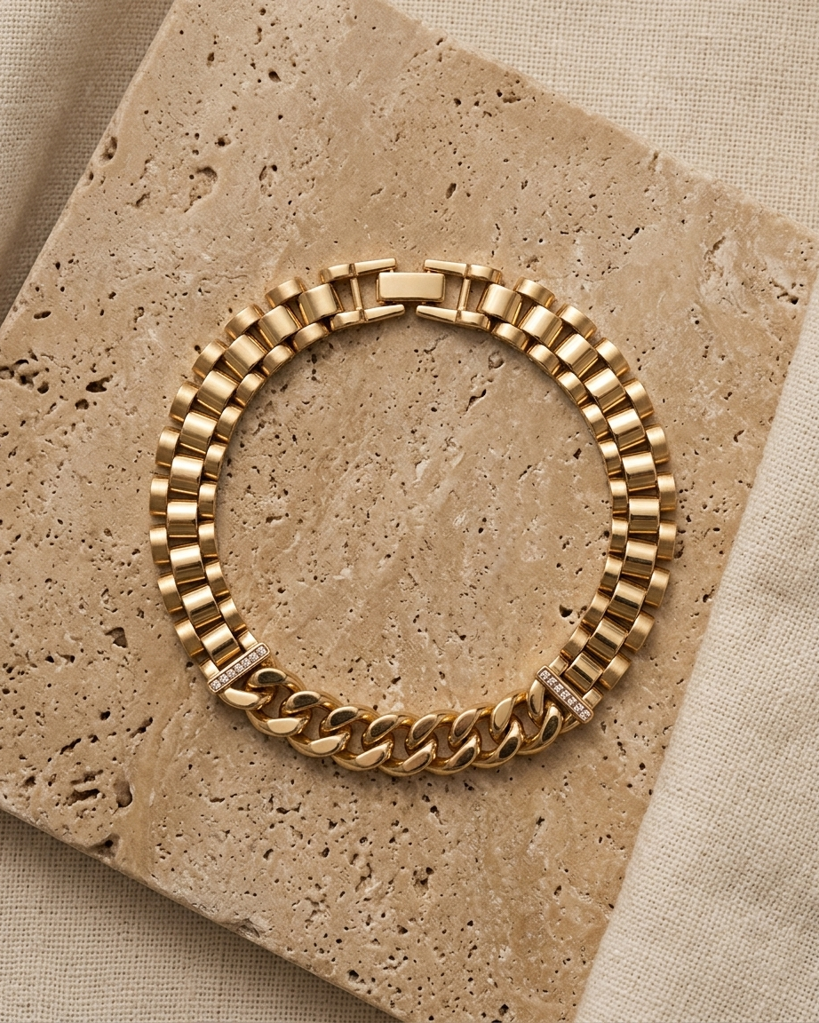 Regal Fusion Bracelet – Gold Cuban Link & Premium Band Bracelet