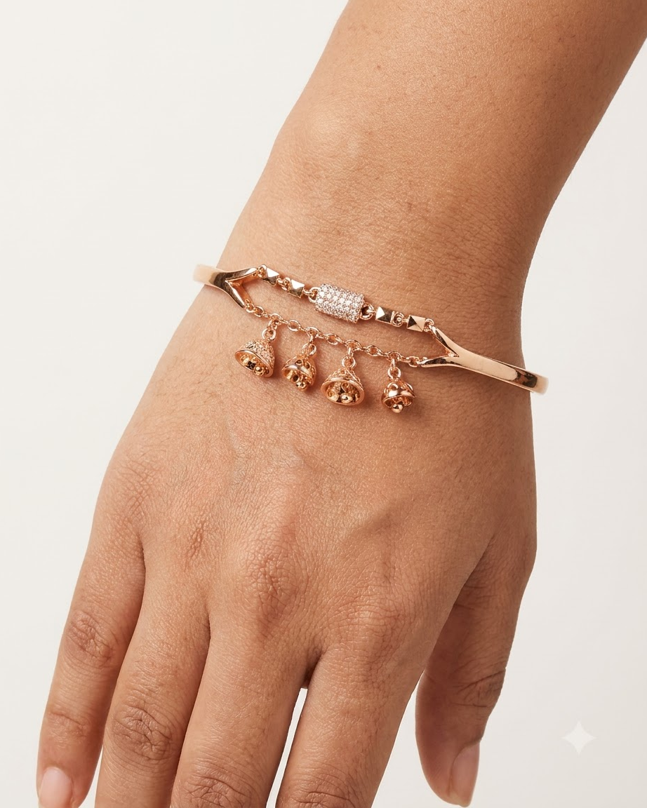 Elegant Gold Charm Cuff Bracelet