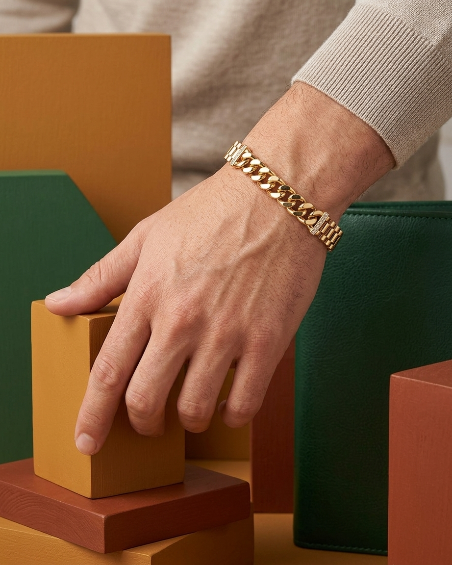 Regal Fusion Bracelet – Gold Cuban Link & Premium Band Bracelet
