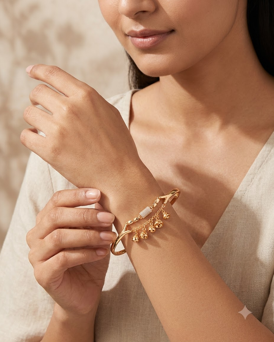 Elegant Gold Charm Cuff Bracelet