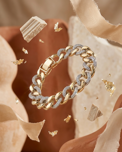 Aurelia Luxe Bracelet – Two Tone Crystal Cuban Link Bracelet