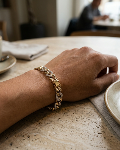 Aurelia Luxe Bracelet – Two Tone Crystal Cuban Link Bracelet