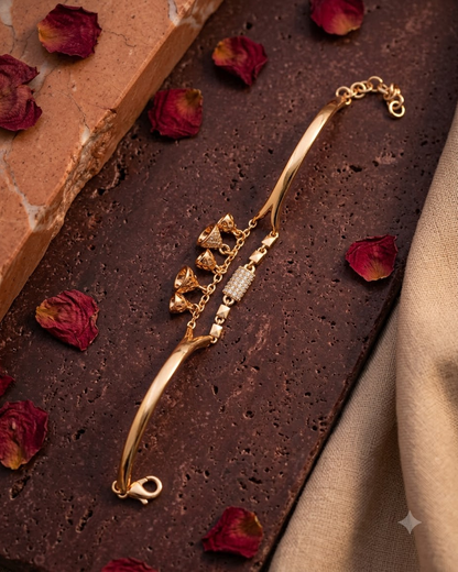 Elegant Gold Charm Cuff Bracelet