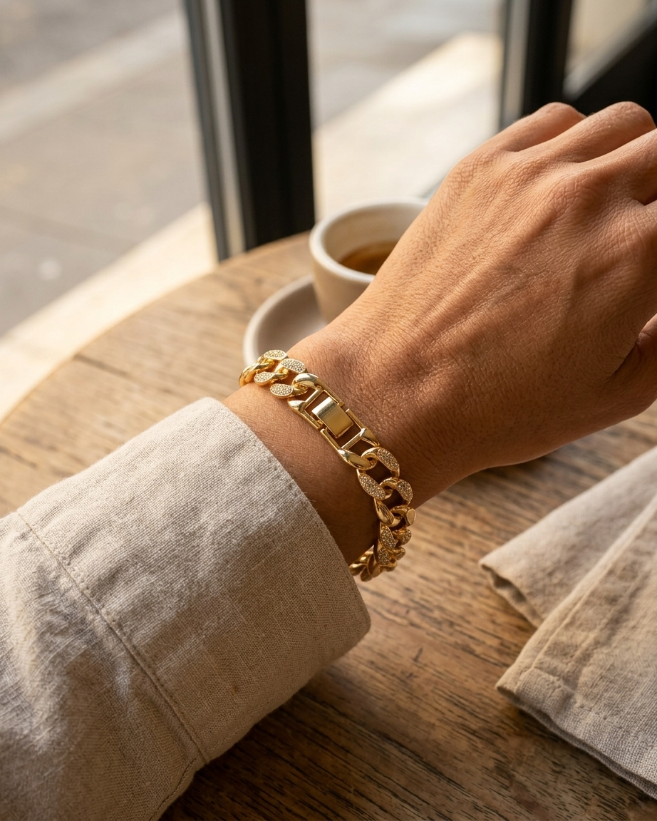 Luna Luxe Bracelet – Gold Crystal Cuban Link Bracelet