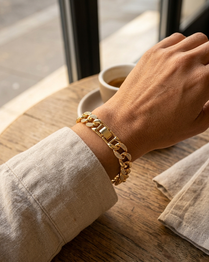 Luna Luxe Bracelet – Gold Crystal Cuban Link Bracelet