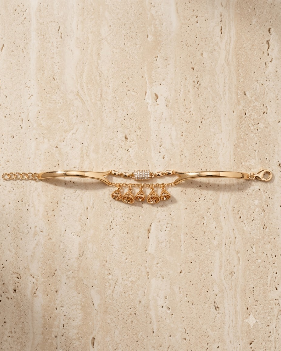 Elegant Gold Charm Cuff Bracelet