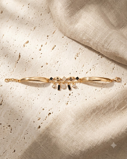 Elegant Black Geometric Rose Gold Bracelet