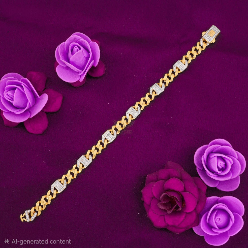Rinig to Ring Diamond H-Cut Gold Plated Bracelet for Men