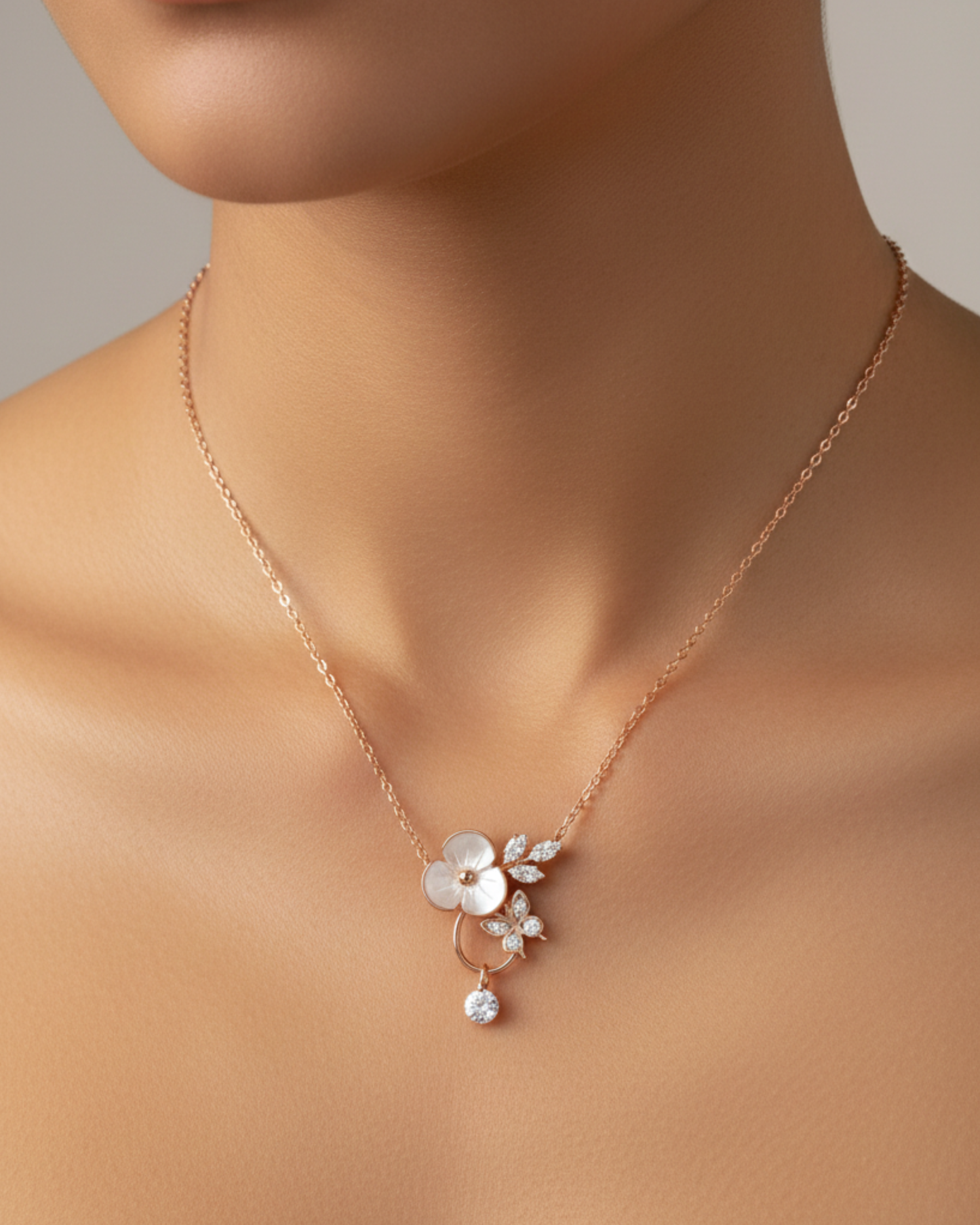 Butterfly Rose-Gold Plated Necklace for Women | Elegant Minimalist Jewelry