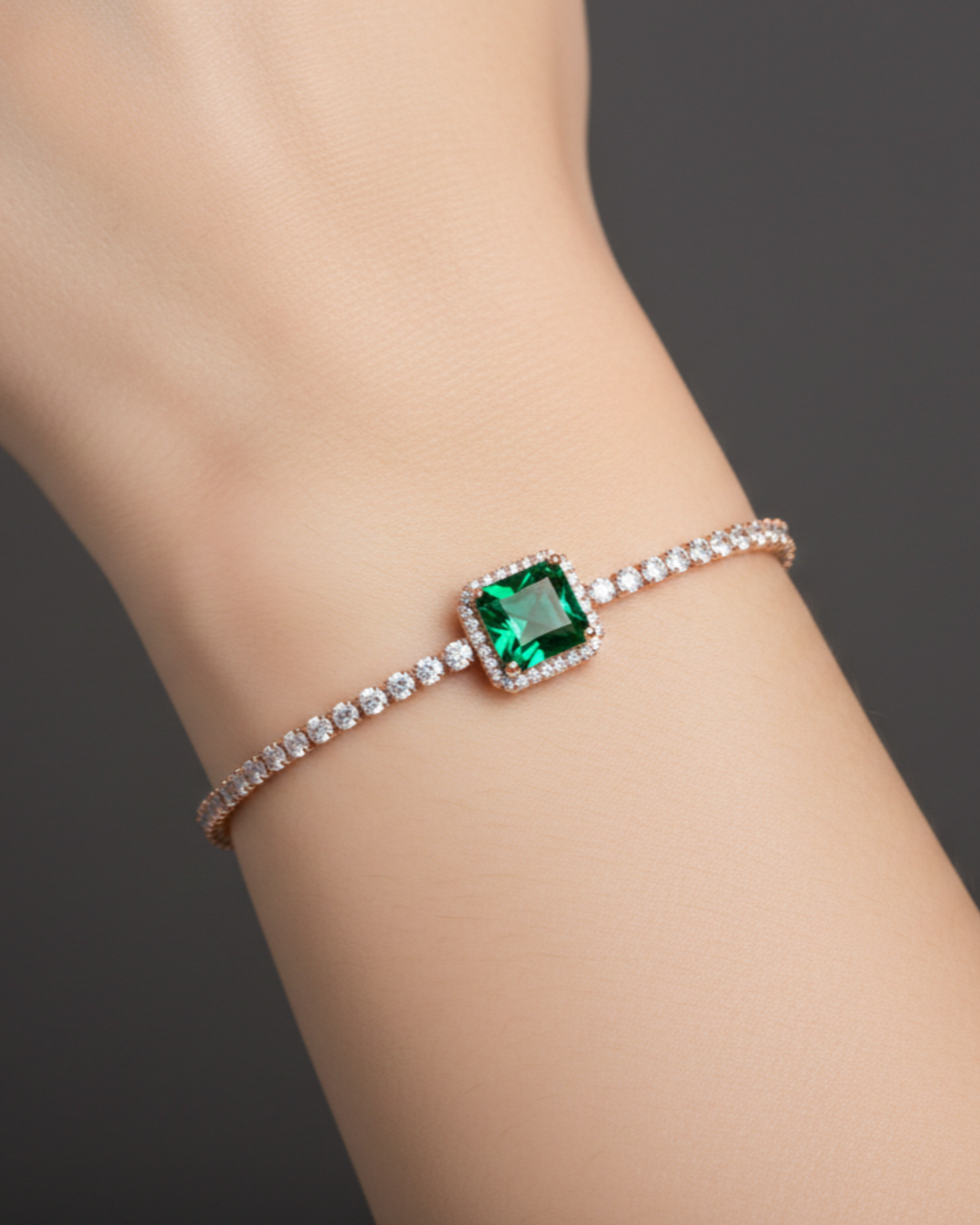 Zircon Diamond Rosegold Plated Bracelet | Artisanal Handmade Jewellery