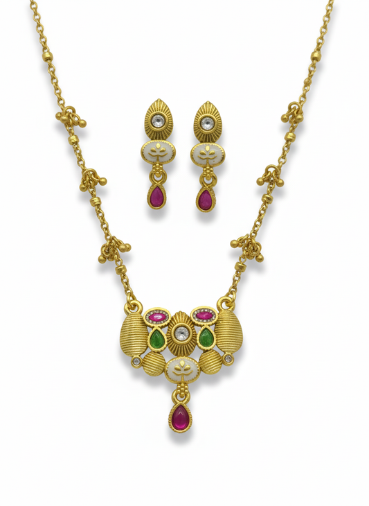 Ehais Swarovski Jadtar 18K Gold-Plated Chain-Pendant | Artisanal Jewellery