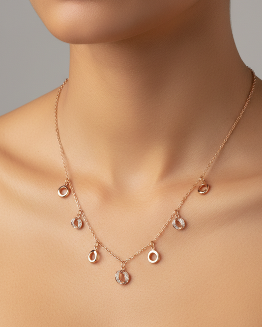 Round Charm Rosegold Plated Necklace for Women | Elegant Minimal Style