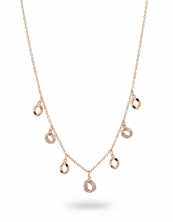 Round Charm Rosegold Plated Necklace for Women | Elegant Minimal Style