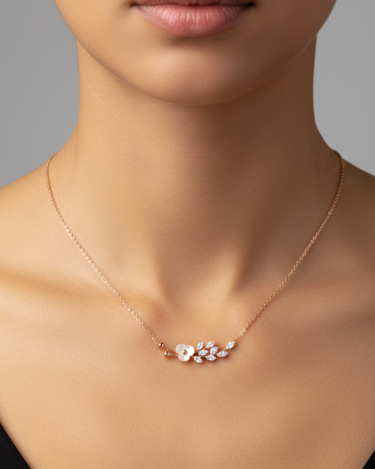 Stalk Rose-Gold Plated Necklace for Women | Elegant Minimal & Nature Inspired