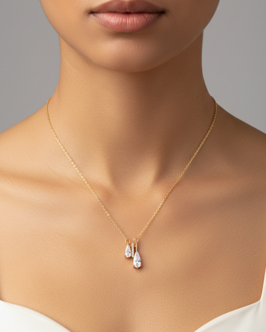 Leaf Solitaire 18K Gold Plated Necklace – Elegant Women’s Jewelry