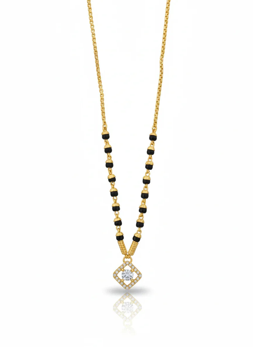 Cubic Charm 18K Gold-Plated Mangalsutra | Handmade Artisan Jewellery - Artisanal Jewellery