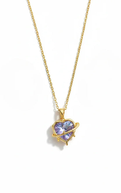 Blue Heart Gold Necklace - Artisanal Jewellery