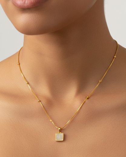 Square 18k Gold Plated Necklace for Women | Minimalist Elegant Jewelry