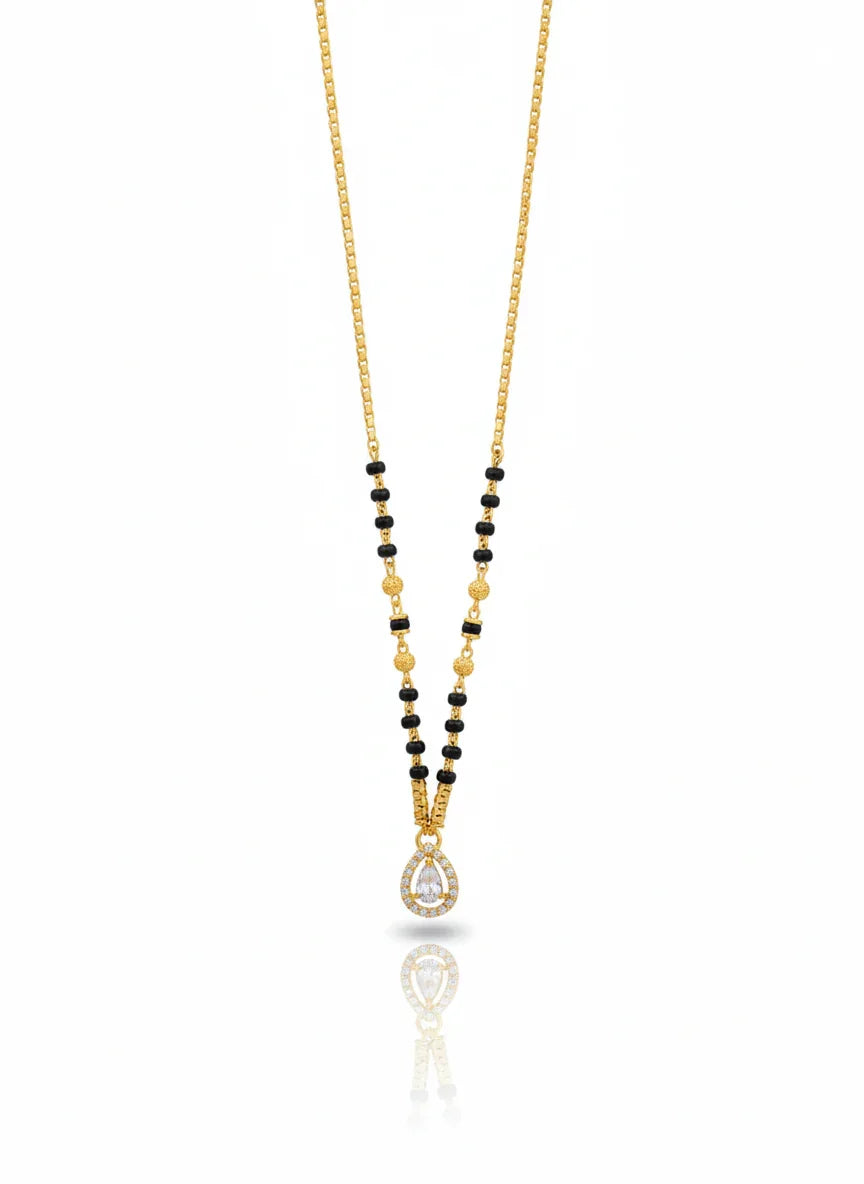 Leaf Diamond 18K Gold-Plated Mangalsutra | Artisanal Handmade Jewellery - Artisanal Jewellery