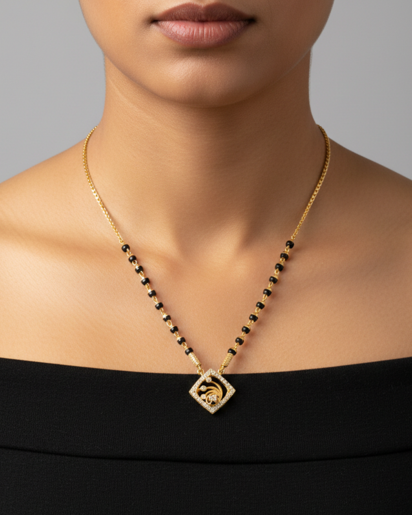 Square 18K Gold-Plated Mangalsutra | Handmade Artisan Jewellery