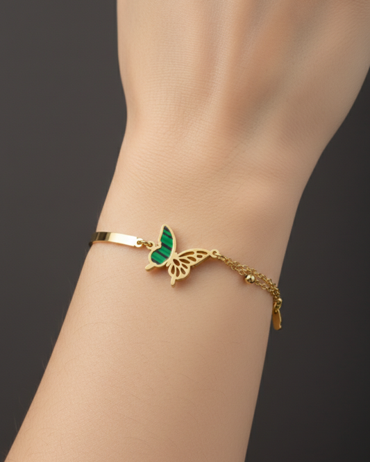 Butterfly Chain Kada 18K Gold Plated Bracelet | Artisanal Handmade Jewellery