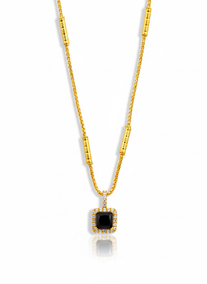 black diemand 18k gold plated nacklace - Artisanal Jewellery