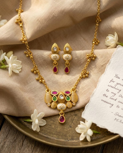 Ehais Swarovski Jadtar 18K Gold-Plated Chain-Pendant | Artisanal Jewellery