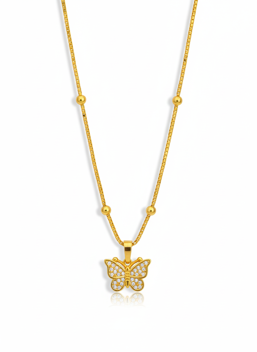 butterfly 18k gold plated nacklace - Artisanal Jewellery