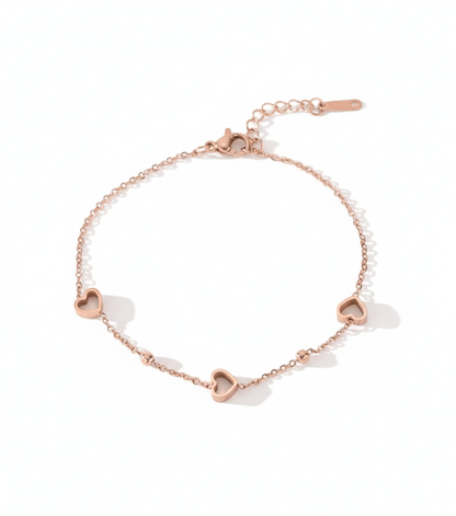Heart Chain Rosegold Plated Bracelet | Artisanal Handmade Jewellery - Artisanal Jewellery