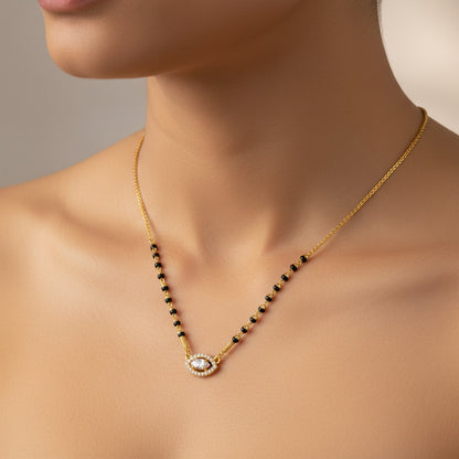 Eye CZ Pendant 18K Gold-Plated Mangalsutra | Handmade Artisan Jewellery