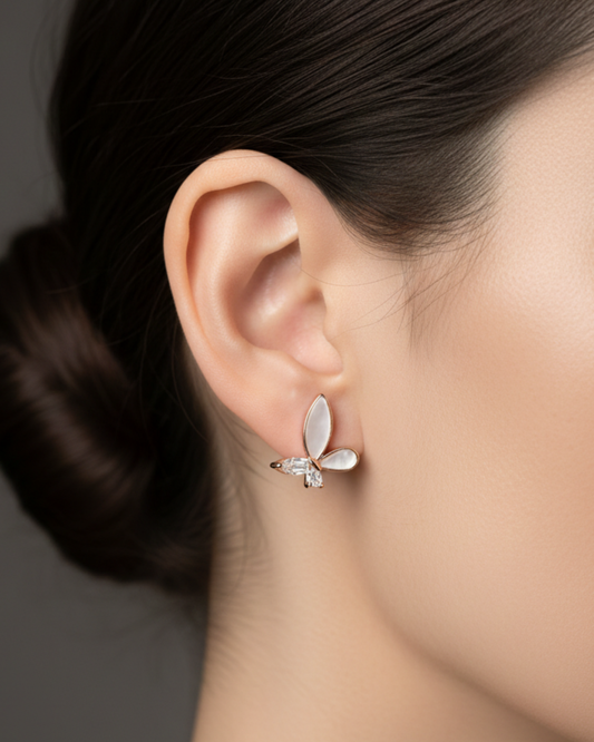 Charm Butterfly Rose Gold-Plated Earrings | Artisanal Handmade Jewellery