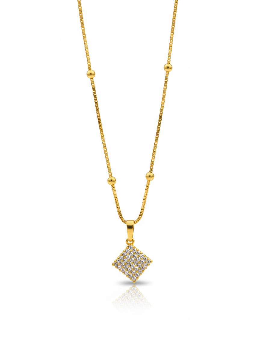 cross square 18k gold plated nacklace - Artisanal Jewellery