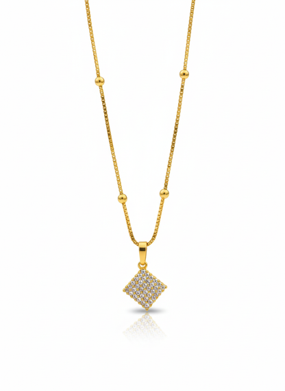 cross square 18k gold plated nacklace - Artisanal Jewellery