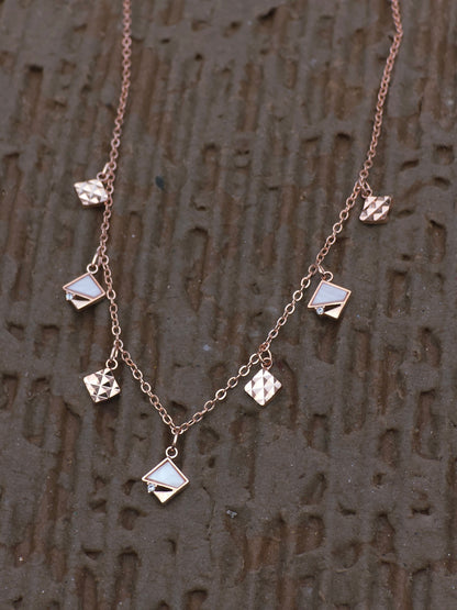 square charm Rosegold Plated nacklace - Artisanal Jewellery