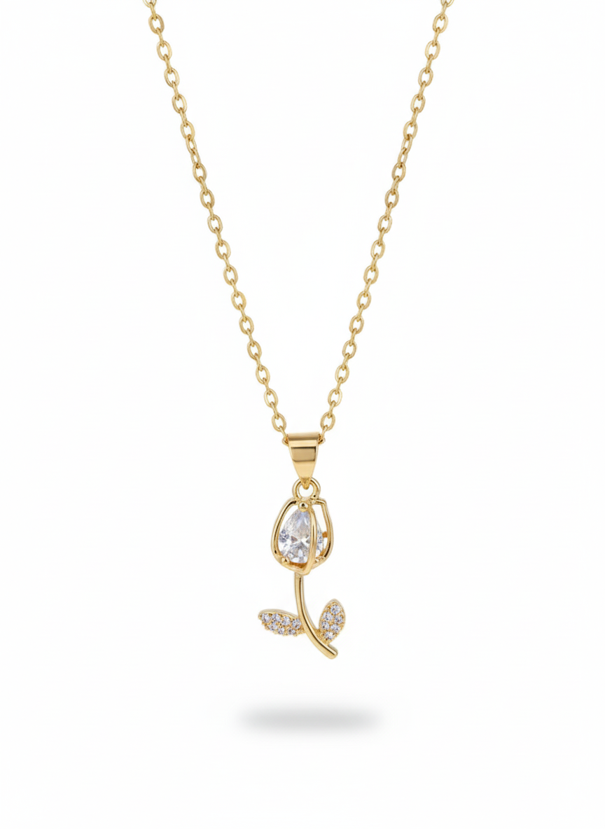 Leaf R 18K Gold Plated Necklace – Elegant Women’s Jewelry