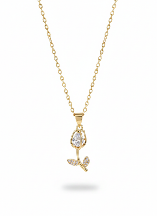 Leaf R 18K Gold Plated Necklace – Elegant Women’s Jewelry