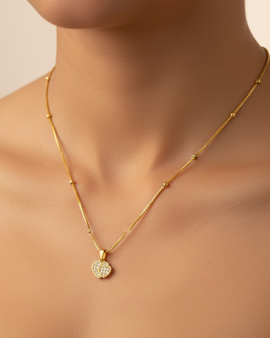 Dual Heart 18K Gold Plated Necklace – Elegant Symbol of Love