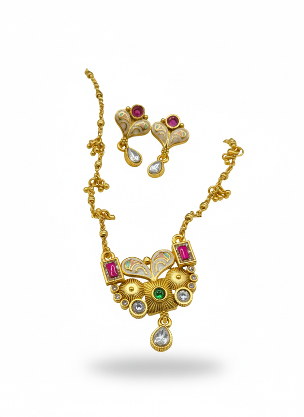Ava Swarovski Jadtar 18K Gold-Plated Chain-Pendant | Artisanal Jewellery